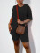 2025 New Cross border Women's Fashion, Leisure and Leisure Small Pit Bar T Two piece Set