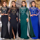Fashionable women's elegant rhinestone slim fit bag arm shawl dress