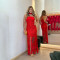 New fashionable and sexy strapless dress with circular tassel long skirt for women