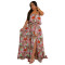 Fashionable women's front slit breathable printed sleeveless dress new