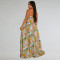 Fashionable women's front slit breathable printed sleeveless dress new