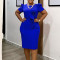 Fashionable and elegant African dress with hip hugging, ruffled edges, solid color short sleeves