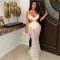 Sexy camisole V-neck lace see through hip hugging dress with exposed waist long skirt, Amazon new style