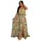 Fashionable women's front slit breathable printed sleeveless dress new