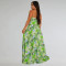 Fashionable women's front slit breathable printed sleeveless dress new