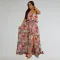 Fashionable women's front slit breathable printed sleeveless dress new