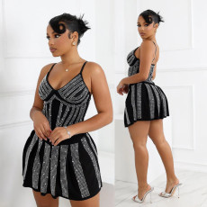 Women's fashion hot stamping sexy sleeveless suspender dress with hip wrap, dress for women