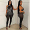 Women's sexy mesh rhinestone see through jumpsuit sleeveless nightclub women's clothing
