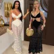 Sexy camisole V-neck lace see through hip hugging dress with exposed waist long skirt, Amazon new style