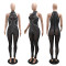 Women's sexy mesh rhinestone see through jumpsuit sleeveless nightclub women's clothing