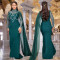 Fashionable women's elegant rhinestone slim fit bag arm shawl dress