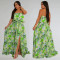 Fashionable women's front slit breathable printed sleeveless dress new