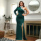 Fashionable women's sexy off shoulder rhinestone front slit dress new