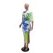New sexy V-neck half sleeved top with split half skirt print two-piece set for women