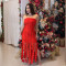 New fashionable and sexy strapless dress with circular tassel long skirt for women