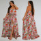 Fashionable women's front slit breathable printed sleeveless dress new