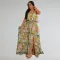 Fashionable women's front slit breathable printed sleeveless dress new