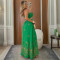 Lace up one neck sleeveless dress, sexy exposed waist dress, embroidered long skirt for women