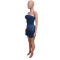 Tight waist, height adjustable, elastic, washed denim, strapless, one shoulder jumpsuit skirt