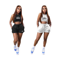 2025 summer fashion casual sports suit sleeveless vest shorts two-piece set