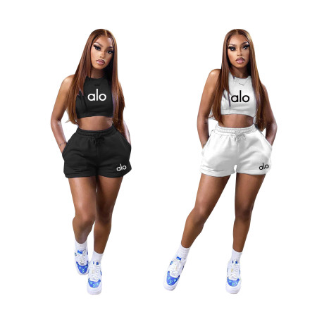 2025 summer fashion casual sports suit sleeveless vest shorts two-piece set