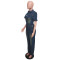 Tight waist slim fit elastic wash denim jumpsuit straight leg loose jumpsuit
