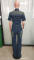 Tight waist slim fit elastic wash denim jumpsuit straight leg loose jumpsuit