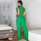 Sexy V-neck sleeveless solid color jumpsuit with lace up wide leg pants, long pants