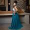 Sexy lace up backless high slit dress, women's solid color new style