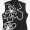 Fashionable sleeveless one-piece flower design slim fit pants with round neck and sexy hip hugging design for women