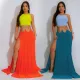 Sexy lace up backless high slit dress, women's solid color new style