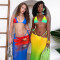 Sweet printed sexy bikini swimsuit women's swimsuit three piece set