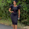 Summer Fashion Women's Nail Beaded Lotus Leaf Sleeves, Hip Wrapping Banquet Dress, African Dress