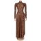 Fashionable women's sexy leopard print long sleeved slit dress