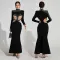 Fashionable women's temperament long sleeved transparent bubble bead dress dress