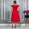 Fashionable women's elegant high waisted ruffled party dress