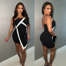 Fashionable women's sexy slim fit strapless bag arm length short skirt new