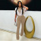 Fashion women's casual slim fit sports short sleeved pants two-piece set