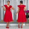 Fashionable women's elegant high waisted ruffled party dress