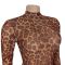 Fashionable women's sexy leopard print long sleeved slit dress