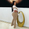 Fashion women's casual slim fit sports short sleeved pants two-piece set