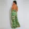 Fashionable women's temperament strap sexy backless printed jumpsuit