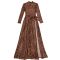 Fashionable women's sexy leopard print long sleeved slit dress