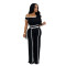 Casual Commuter Solid Color Set with Diagonal Shoulders and Wide Legs, Two Piece Set