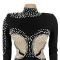 Fashionable women's temperament long sleeved transparent bubble bead dress dress