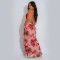 Fashionable women's sexy deep V-neck slim fit printed dress