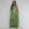 Fashionable women's temperament strap sexy backless printed jumpsuit