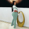 Fashion women's casual slim fit sports short sleeved pants two-piece set