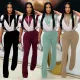 Fashion women's casual slim fit sports short sleeved pants two-piece set