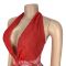 Fashionable women's sexy deep V-neck slim fit printed dress